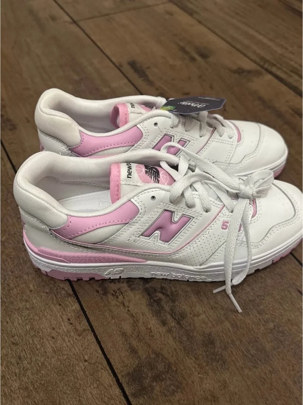 New Balance Women's 550 Sneaker - White & Pink - Picture 2 of 4